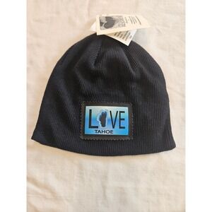 Dharma Love Black Knit Beanie Hat LOVE Tahoe Graphic‎ Patch Winter Warm NWT